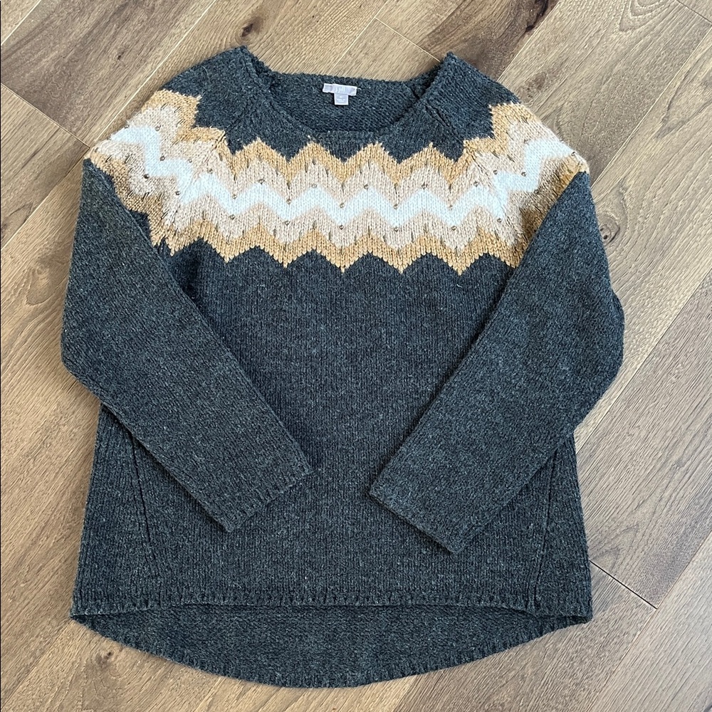 J. Jill Fair Isle Wool Blend Chevron Patterned Sweater - Size M - NWOT